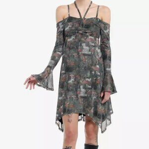 Hot Topic Thorn & Fable Fairy Tale Unicorns & Mushrooms Hanky Hem Halter Dress